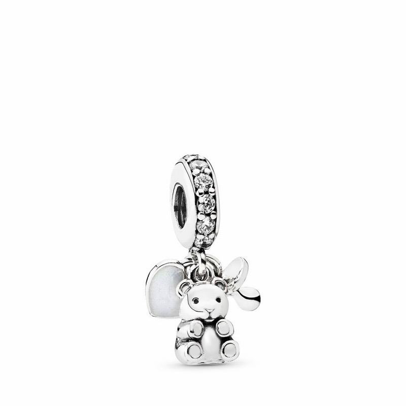 Pandora Baby Treasures Dangle Charm Ireland - Sterling Silver/Enamel/White/Cubic Zirconia - 312085YL